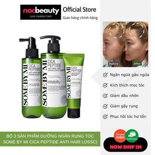 Bộ 3 sản phẩm dưỡng ngăn rụng tóc Some By Mi Cica Peptide Anti Hair Loss Derma Scalp (Shampoo, Treatment, Tonic)