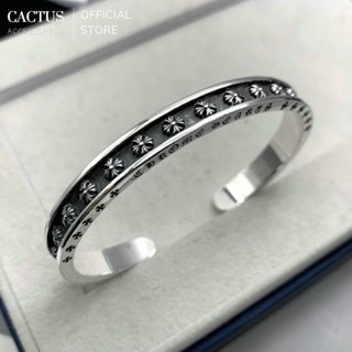 Vòng tay / vòng cuff chữ họa tiết Chrome Heart thiết kế unisex nam nữ cá tính, bạc 925