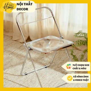 ( Hàng có sẵn ) Ghế xếp trong suốt chống trầy loại 1 decor siêu yêu