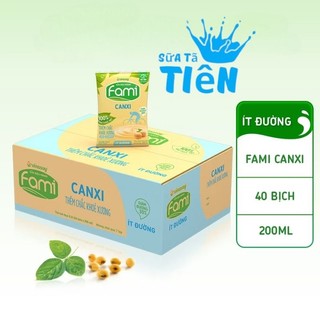 Thùng 40 bịch sữa đậu nành Fami Canxi ít đường 200ml