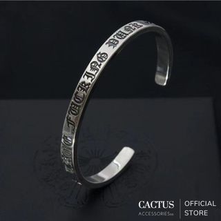  Vòng tay   vòng cuff chữ Chrome Heart basic thiết kế unisex nam nữ cá tính bạc 925 