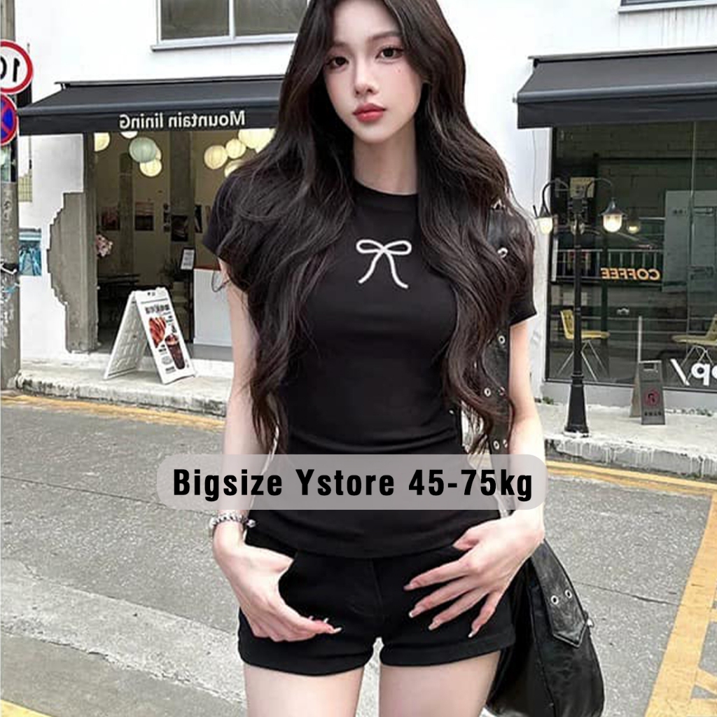 Áo Thun Babytee thêu nơ, áo babytee tay ngắn cổ tròn dễ phối đồ bigsize Ystore