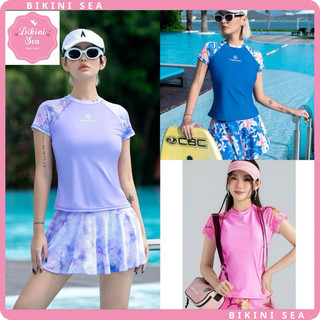  Bikini 2 mảnh phối lưới cao cấp kín đáo trẻ trung in hoạ tiết chân váy xoè có quần đùi bảo hộ có size bikini sea 