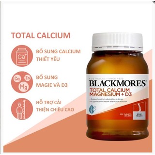 Viên uống bổ sung Canxi Total Calcium & Magnesium + D3 Blackmores, 200 viên