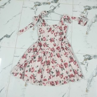 Đầm bé gái secondhand 1565 chất lụa có lót đẹp size (N86-88cm E80cmD>80cm) mới 99%
