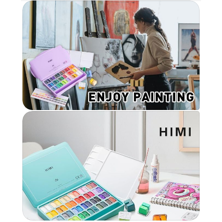 HIMI GOUACHE - Bộ Màu vẽ Gouache dạng màu thạch 36/48 màu tươi sáng ♥ HIMI Twin Cup Jelly Gouache Pa