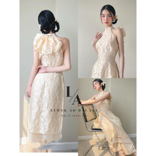 [có sẵn ]Áo dài yếm Mộc Trà cách tân HOT 2024- Mẫu áo dài chụp Sen lễ hội Tết - Áo Dài Lia