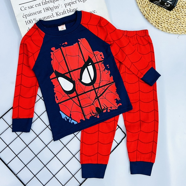 Đồ bộ dài tay bé trai xuất dư 22 đến 43kg - bộ ngủ chất borip tay dài bé trai size đại TINSHOP.HCM B