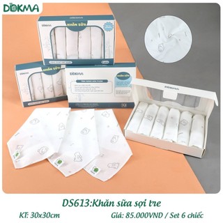 Set 6 khăn sữa sợi tre 2 lớp cao cấp cho bé Dokma DS613