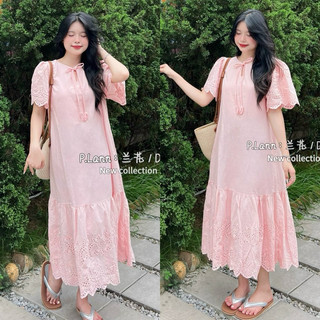 Váy xuông QC loại 1 ren boi mềm hai lớp dáng dài cổ nơ