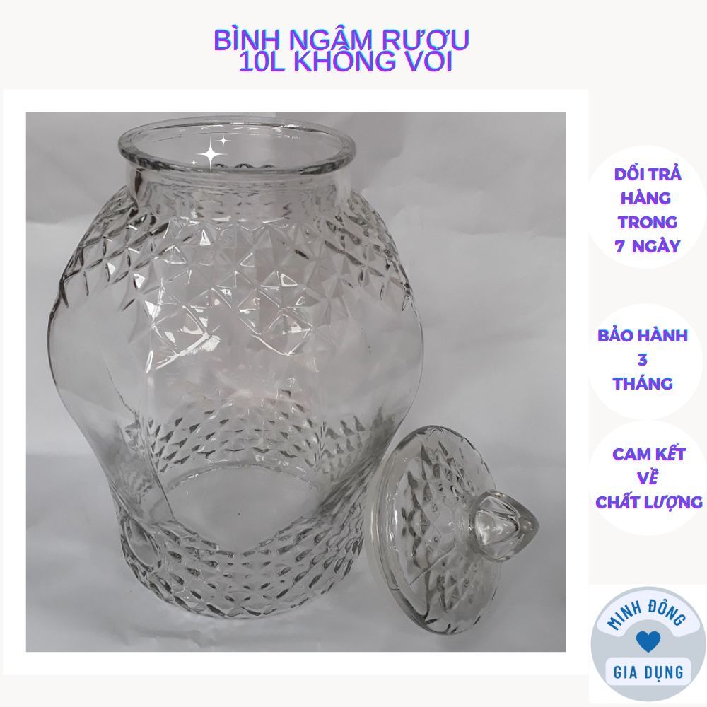 Bình Ngâm Rượu Thủy Tinh hoạ tuyết kim cương 10L không vòi
