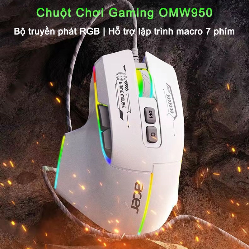 Chuột Gaming Có Dây Acer OMW950 Hỗ Trợ Macro Đèn RGB Có App 1200-7200 DPI | BigBuy360 - bigbuy360.vn