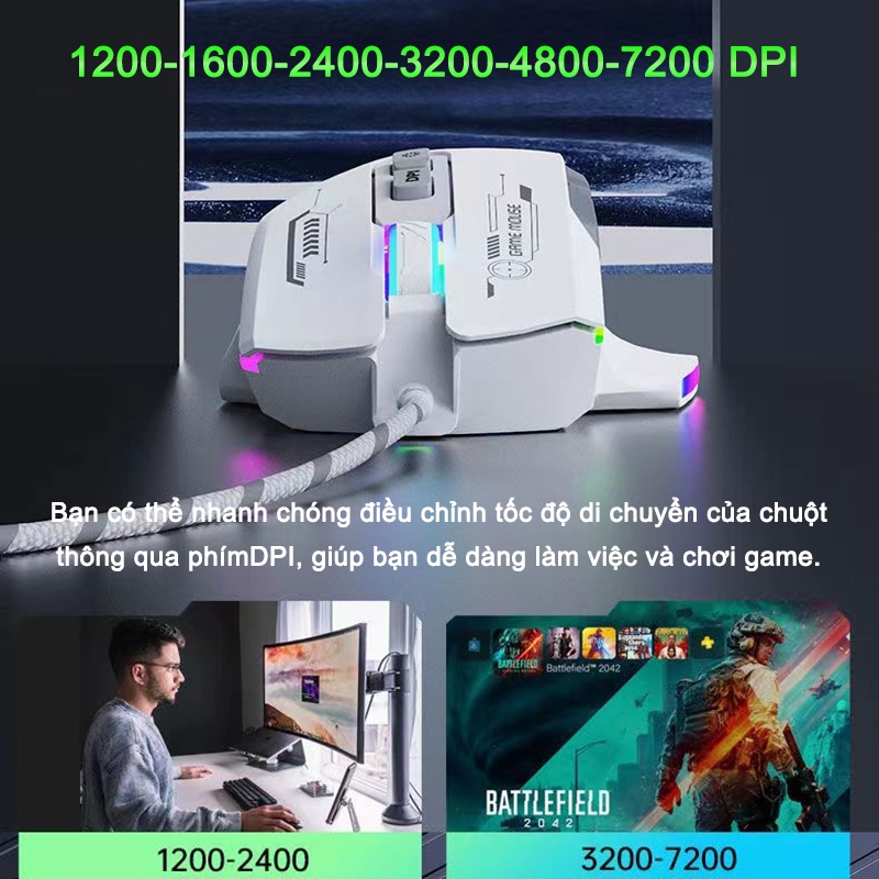Chuột Gaming Có Dây Acer OMW950 Hỗ Trợ Macro Đèn RGB Có App 1200-7200 DPI | BigBuy360 - bigbuy360.vn
