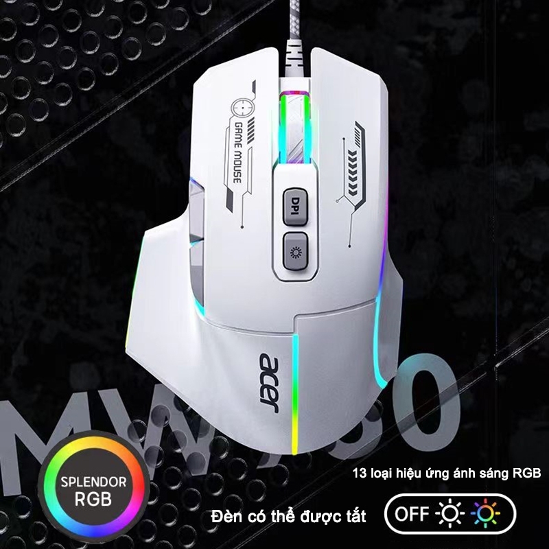 Chuột Gaming Có Dây Acer OMW950 Hỗ Trợ Macro Đèn RGB Có App 1200-7200 DPI | BigBuy360 - bigbuy360.vn