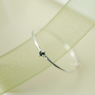 Nhẫn trơn mảnh basic một đá nhỏ BẠC S925 LANN R265