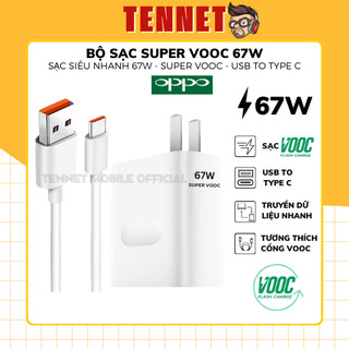 Bộ củ và dây cáp sạc nhanh oppo vooc 67w type c báo sạc nhanh super vooc cho các dòng oppo reno realme