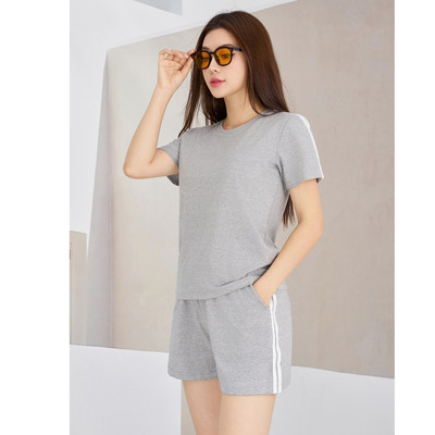 Bộ quần áo thun nữ phối viền NB07 cộc tay chất liệu cotton co giãn 4 chiều Loza PB87