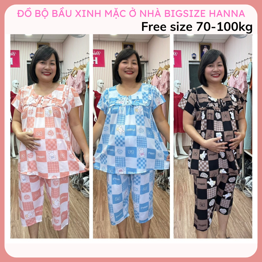 [SIZE 70-100KG] Đồ bộ bầu mặc nhà bigsize lụa mango cao cấp thoáng mát size tới 100kg với v1 120 của