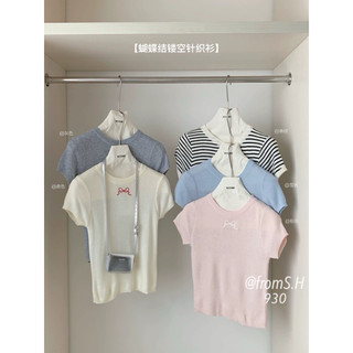 Áo len nơ hở lứng đính nơ chất len mỏng mongtoghi