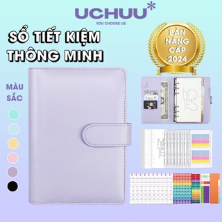 [Set 104 Món] Sổ Tiết Kiệm Uchuu Binder A6 Da PU Sổ Quản Lý Chi Tiêu, Sổ Còng Planner Thu Chi Đa Năng Màu Sắc Pastel