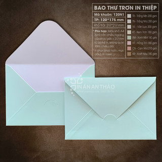 [Giao từ 50 cái] Bao Thư 12*17.5 cm Xanh Mint 180 gsm (Cấn Sẵn Đường Gấp) - Mã [120N1-XM]