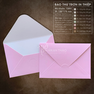[Giao từ 50 cái] Bao Thư 12*17.5 cm Hồng Tím/ Hồng Nhạt Pastel 180 gsm (Cấn Sẵn Đường Gấp) - Mã [120N1-HT]