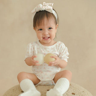 Bộ body cho bé gái BERRY TẶNG TURBAN bodysuit cho bé sơ sinh cộc tay vải co giãn thấm hút mồ hôi SASHA
