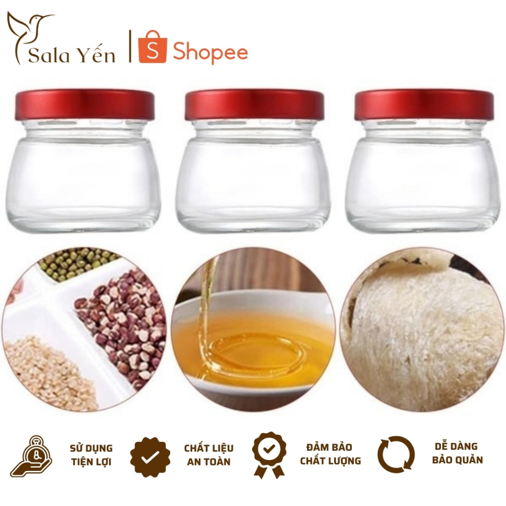 COMBO HŨ BẦU Hũ Thuỷ Tinh 75ml Hũ Chưng Yến Hũ Sữa Chua Nắp Thiếc Dày Chịu Nhiệt - SaLa Yến