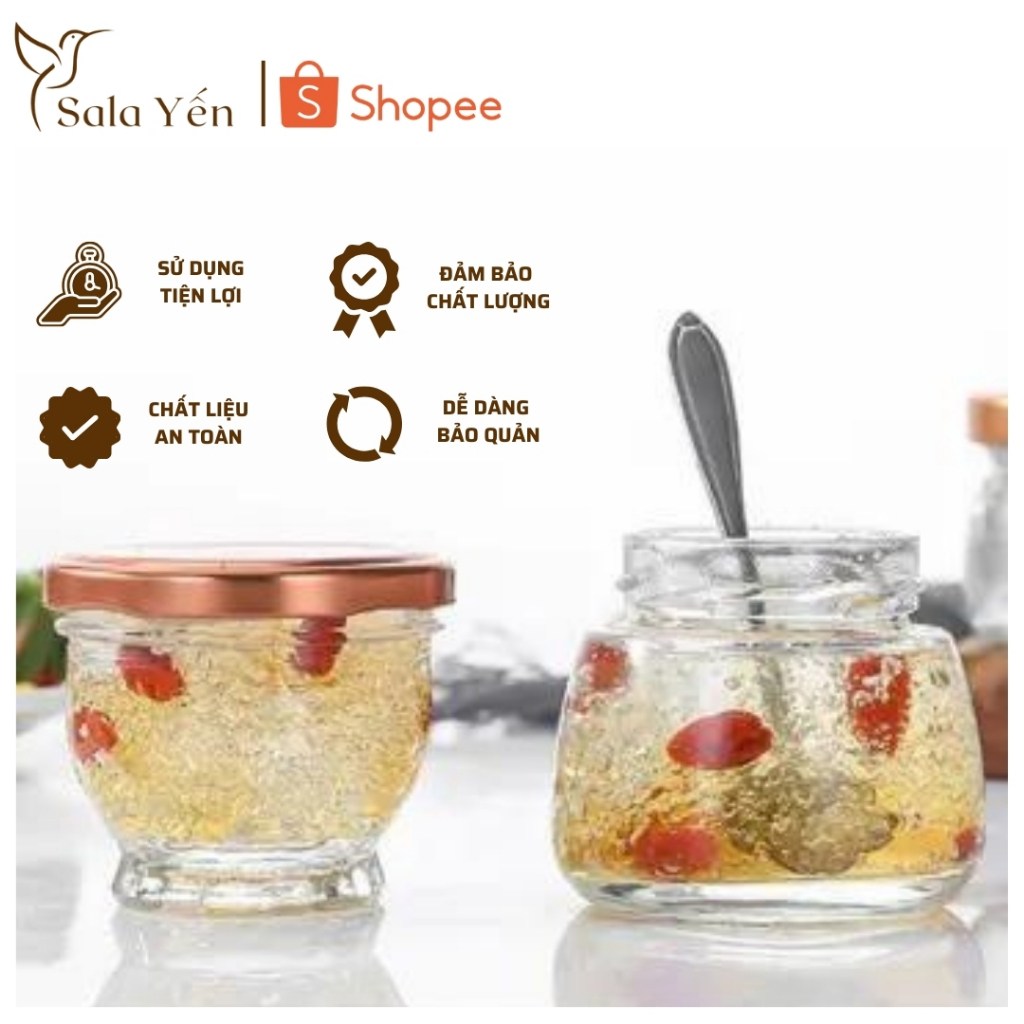 COMBO HŨ BẦU Hũ Thuỷ Tinh 75ml Hũ Chưng Yến Hũ Sữa Chua Nắp Thiếc Dày Chịu Nhiệt - SaLa Yến