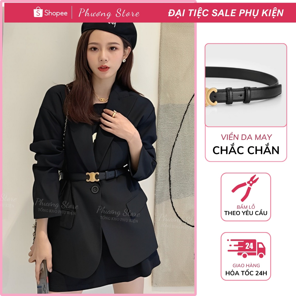 Thắt Lưng Nữ Bản Nhỏ Đai Blazer Dây Nịt Nữ Mặt Khóa Đồng Sáng Chất Liệu Da Cao Cấp Bền Bỉ Thời Trang Hàn Quốc T1