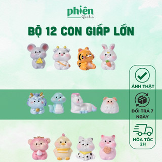 Tiểu Cảnh Bộ 12 Con Giáp Phiên Bản Cute, trang trí tiểu cảnh, sen đá, terrarium, Phụ kiện Tiểu cảnh mini