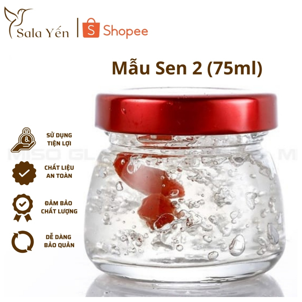 COMBO HŨ BẦU Hũ Thuỷ Tinh 75ml Hũ Chưng Yến Hũ Sữa Chua Nắp Thiếc Dày Chịu Nhiệt - SaLa Yến
