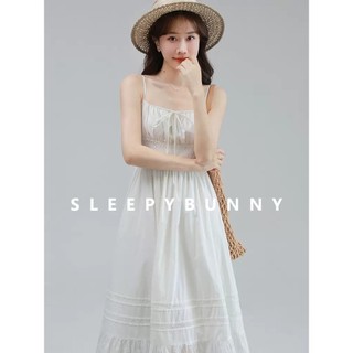 [Order theo yêu cầu] Đầm hai dây phối Ren ngực bồng chiết eo váy kiểu Nữ (SLEEPY BUNNY)