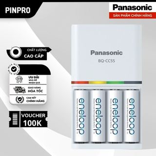 Bộ sạc nhanh bq-cc55 panasonic eneloop k - kj55mcce40v - hàng chính hãng