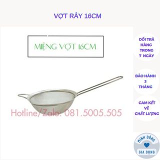 Vợt lọc trà, rây lọc trái cây, lọc bột, lọc thức ăn inox size 16cm