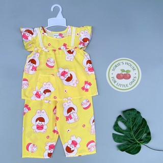 [Ảnh thật] [9-35kg] Bộ tole lanh ÁO TAY NGẮN QUẦN DÀI bé gái
