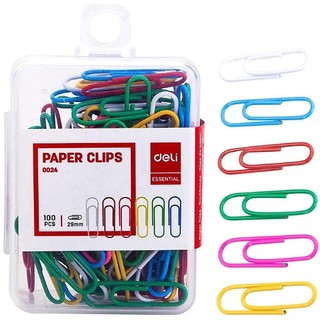 Ghim vòng màu Deli E0024 29mm, Ghim kẹp giấy, ghim cài giấy màu đẹp