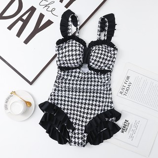 (có sẵn) Bikini đi biển đồ bơi nữ liền mảnh trắng đen freesize