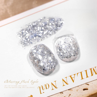   Giá rẻ nhất  Sơn gel nhũ kim tuyến trắng hạt to mix nhỏ sơn ombre hoặc cả móng nhũ bạc  nhiều nhũ 