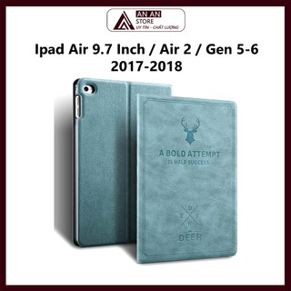 Bao Da Cover Cho Ipad Air 9.7 Inch / Air 2 / Gen 5-6 2017-2018 Vân Da Tuần Lộc Máy Tính Bảng