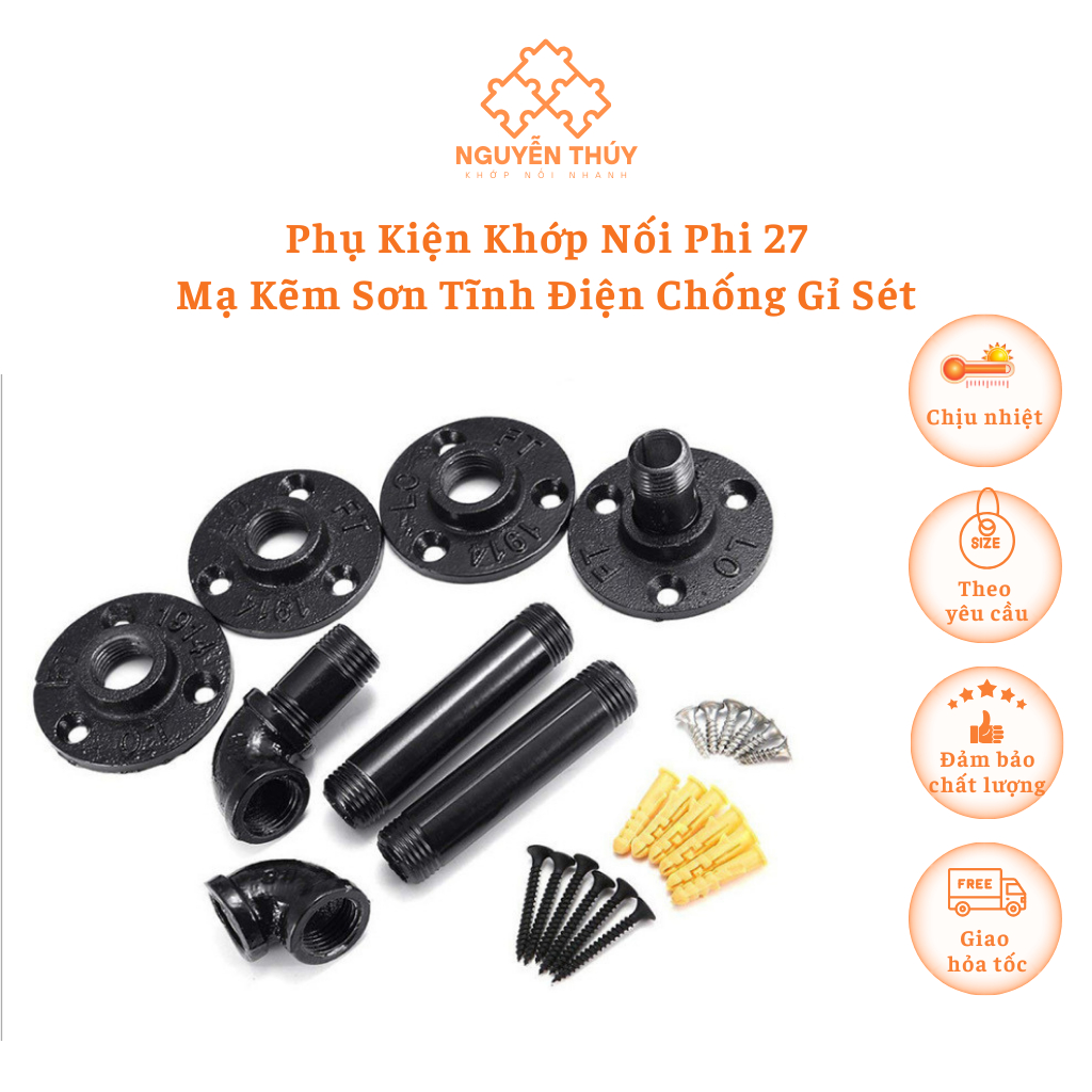 Phụ Kiện Khớp Nối Mạ Kẽm Ren Trong Phi 27 Sơn Tĩnh Điện