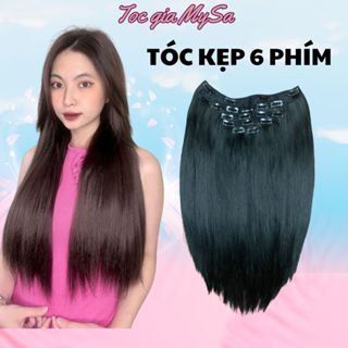 Tóc giả kẹp 6 phím thẳng dài 50 cm, làm dày và phồng tóc, có thể sử dụng nhiệt tạo kiểu