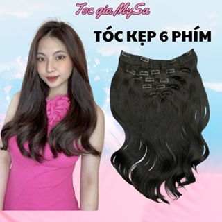 Tóc giả kẹp 6 phím xoăn lơi 40 cm, giúp nối dài tóc,dày và làm phồng tóc tự nhiên