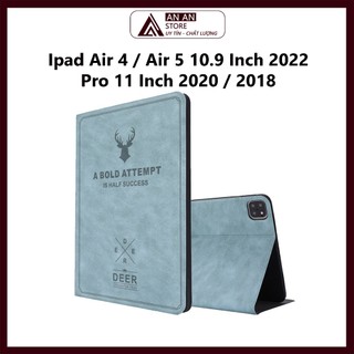 Bao da cover cho ipad air 4 / air 5 10.9 inch 2022 pro 11 inch 2020 / 2018 vân da tuần lộc