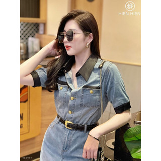 VÁY JEAN MÀI PHỐI CỔ
