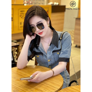 VÁY JEAN MÀI PHỐI CỔ
