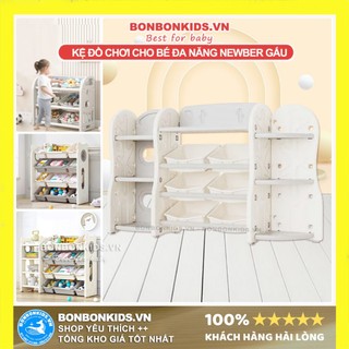 Kệ để đồ chơi Newber gấu Tủ để đồ chơi cho bé màu trắng kệ tủ đồ chơi trẻ em cao cấp