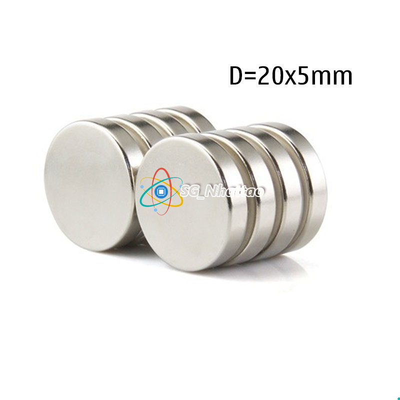 Nam châm tròn 20x5mm mạ niken