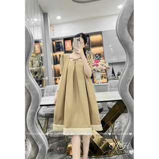 Váy xếp li nơ cổ sm
