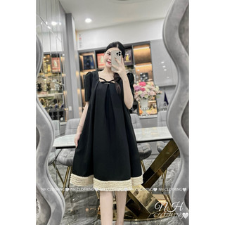 Váy xếp li nơ cổ sm